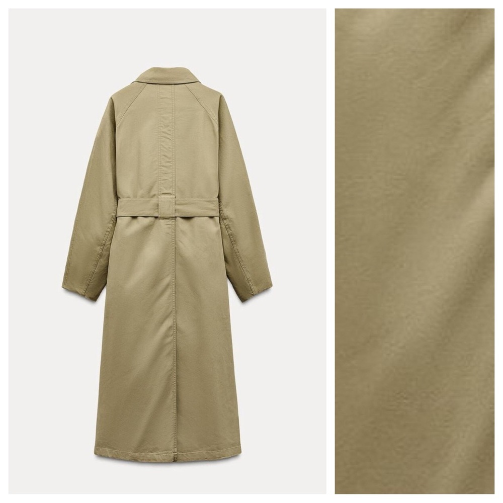 NWT. Zara ZW Collection Brown/Ecru Reversible Collared Trench Coat. Size XS. - Picture 9 of 16